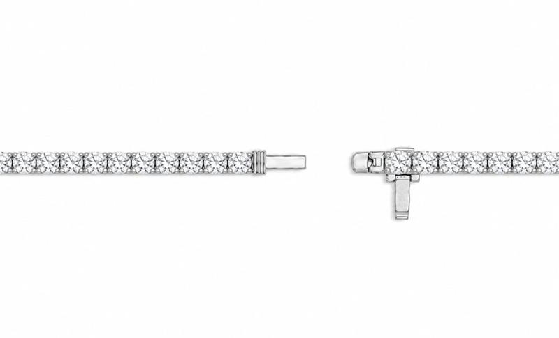 10 CTS Straight Line Tennis Necklace in White gold, view 3