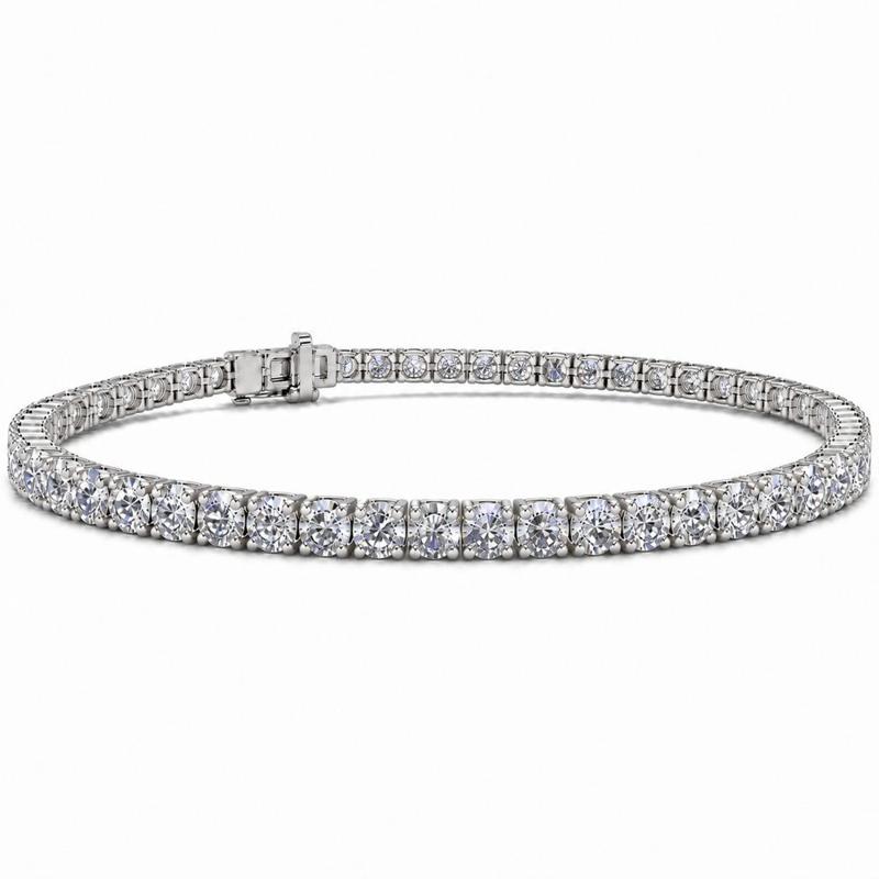 10 CTS Round Tennis Bracelet in White gold, view 4