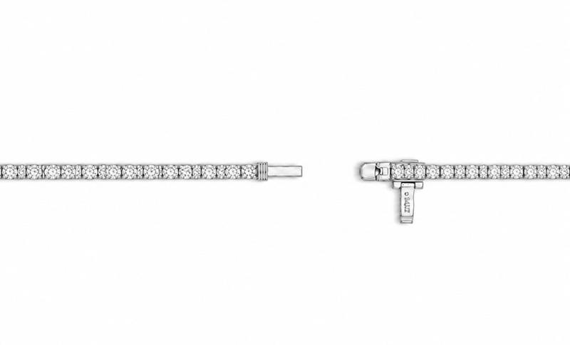 7 CTS Straight Line Tennis Necklace in White gold, view 3