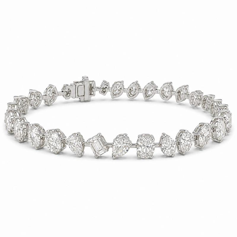 15 CTS All Mix Fancy Bracelet in White gold, view 3