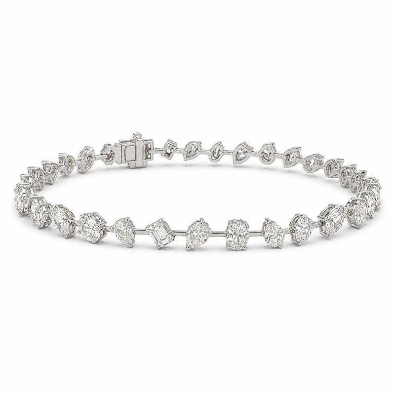 7 CTS All Mix Fancy Bracelet in White gold, view 3