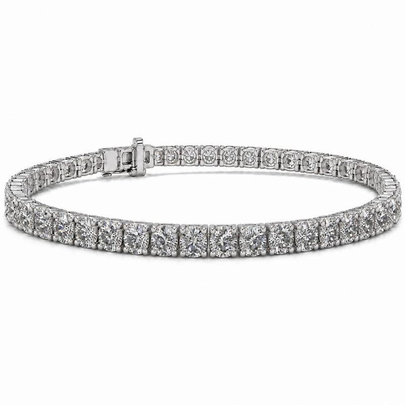 15 CTS Round Tennis Bracelet in White gold, view 4