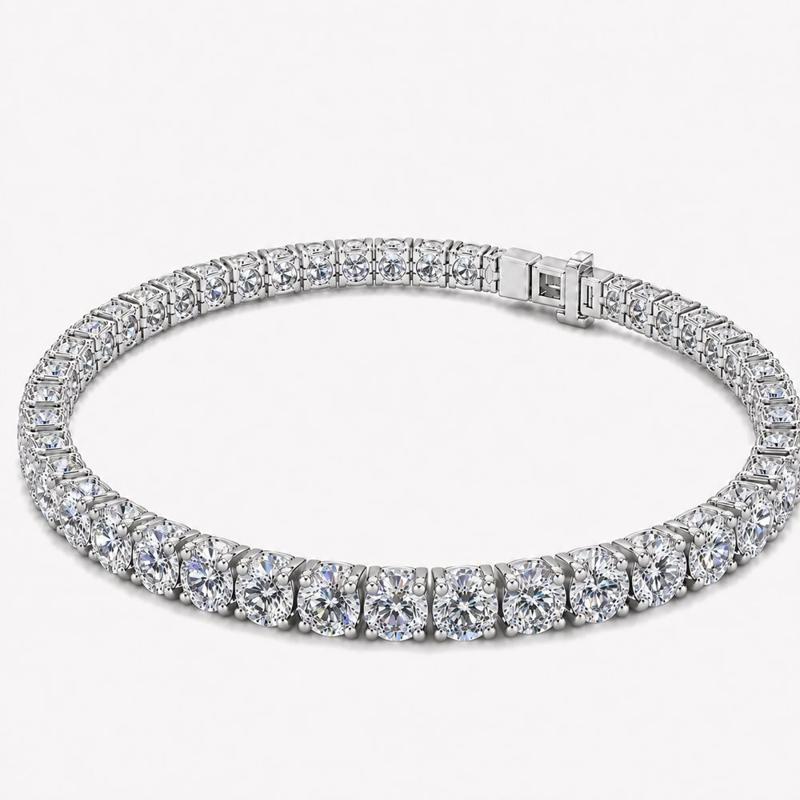 10 CTS Round Tennis Bracelet in White gold, view 2